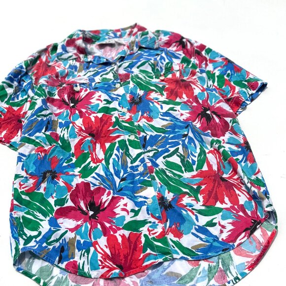 Vintage Ilio, Tropical Button Down Short Sleeve Shirt  90's Floral Pattern Shirt - Picture 3 of 5